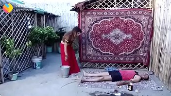 Neighbor blew sexy Kazakh girl in the anus on the chair